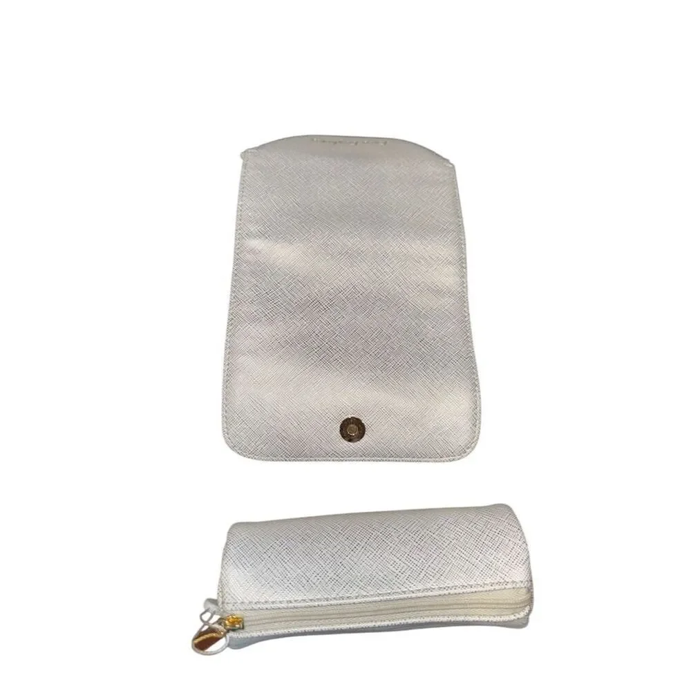 Mud Pie Gold Cream Faux Leather Jewelry Organizer Magnetic Closure